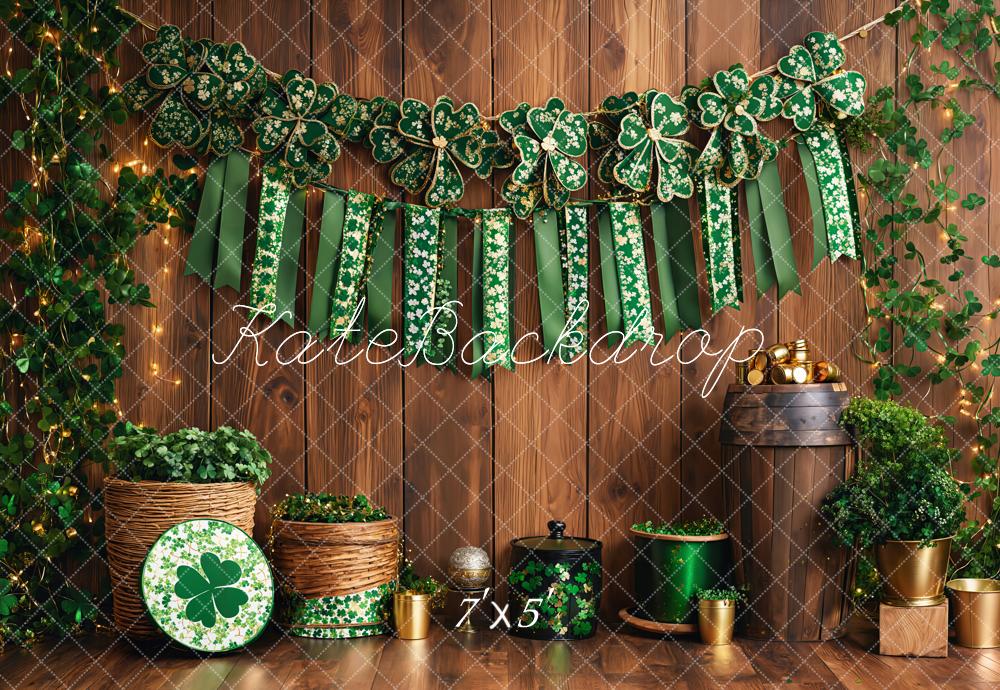 On Sale Kate St. Patrick's Day Shamrock Wood Backdrop Designed by Emetselch -UK