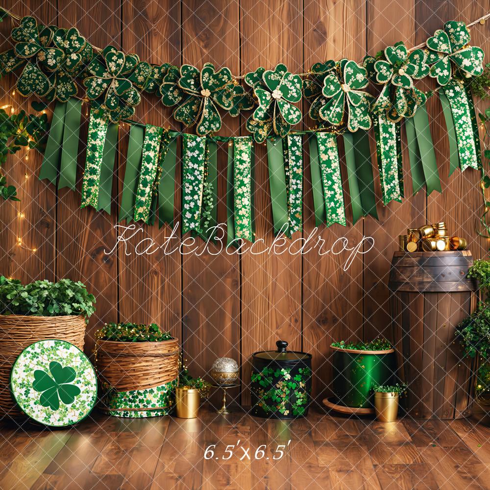 Kate St. Patrick's Day Shamrock Wood Backdrop Designed by Emetselch