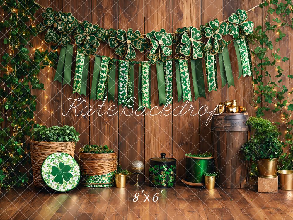 Kate St. Patrick's Day Shamrock Wood Backdrop Designed by Emetselch