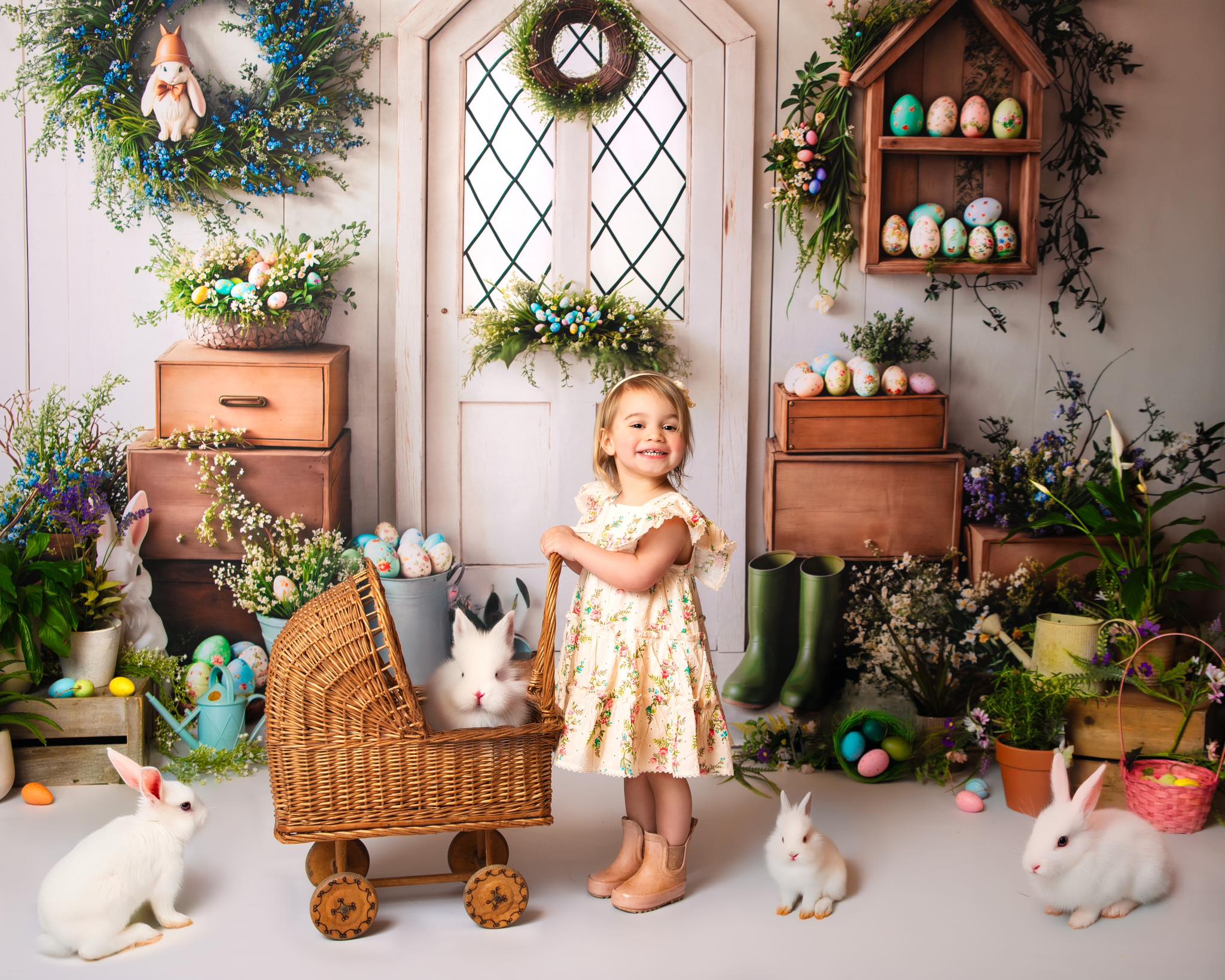 Kate Easter Bunny Spring White Door Backdrop Designed by Emetselch