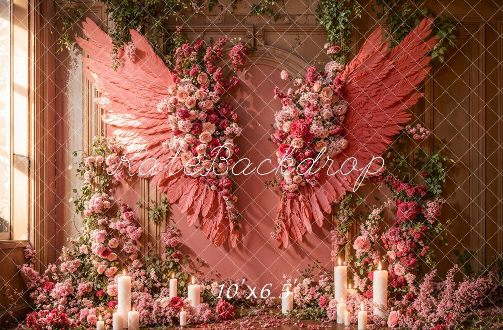 Kate Mother's Day Pink Floral Wings Backdrop Designed by Emetselch