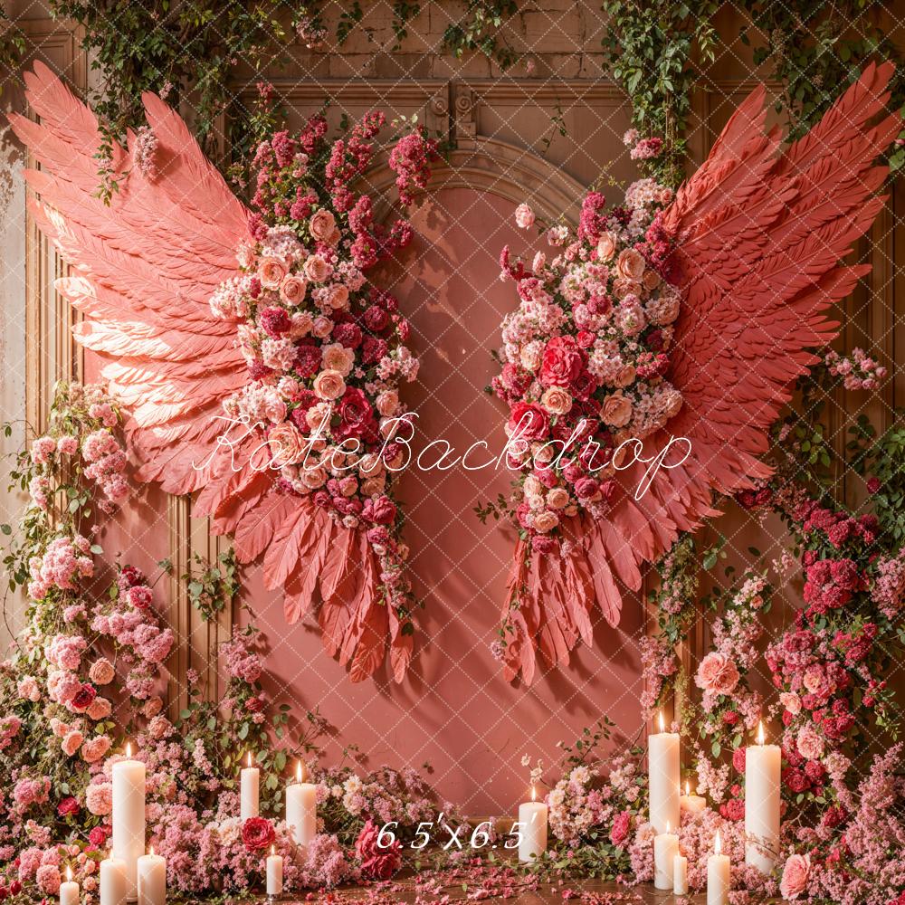 Kate Mother's Day Pink Floral Wings Backdrop Designed by Emetselch