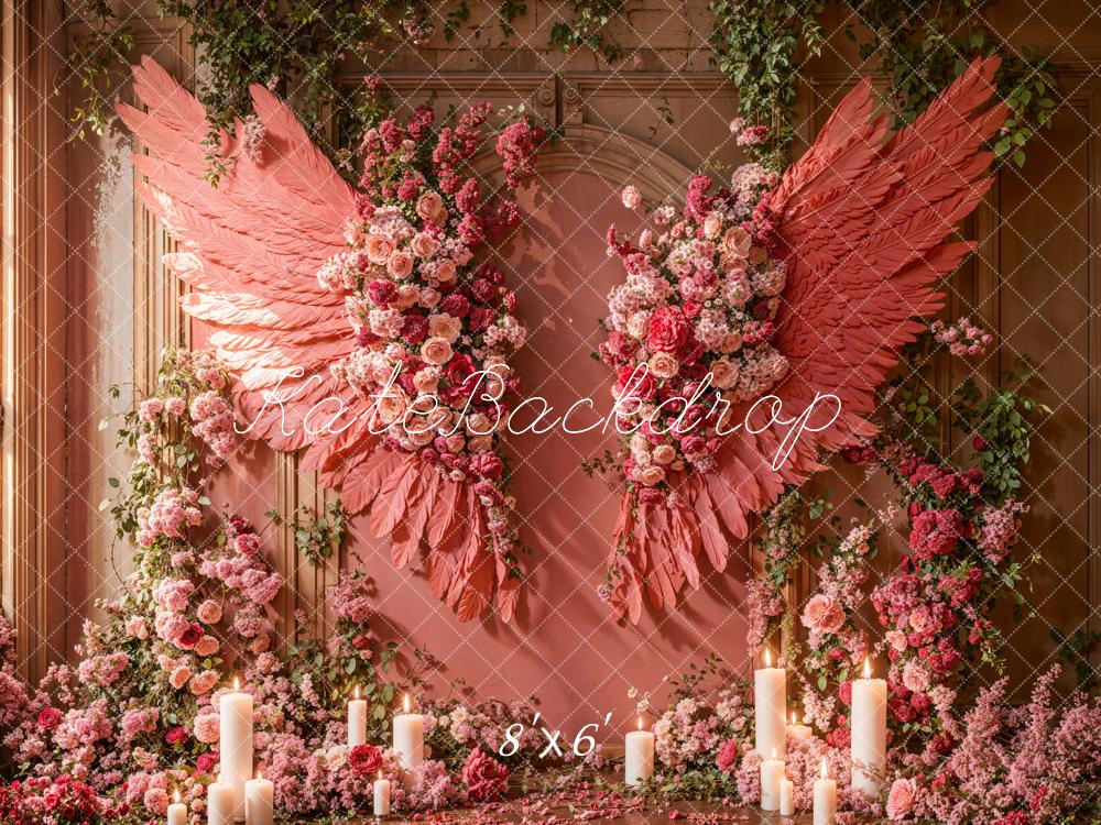 Kate Mother's Day Pink Floral Wings Backdrop Designed by Emetselch