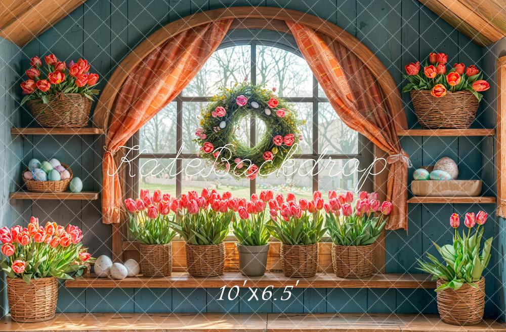 Kate Easter Tulips Arched Window Backdrop Designed by Emetselch