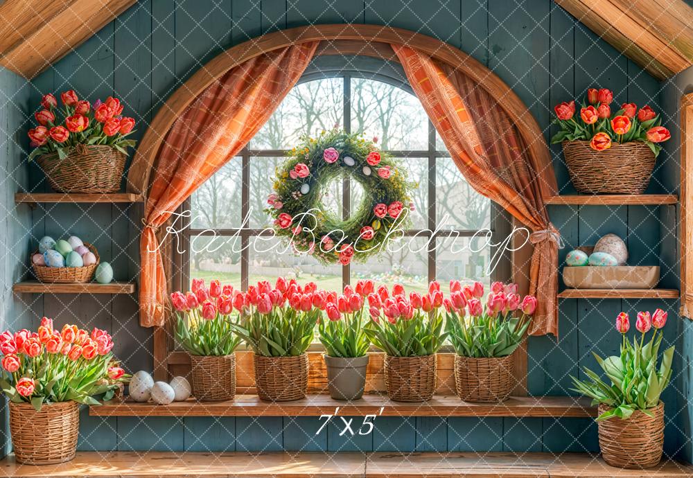 Kate Easter Tulips Arched Window Backdrop Designed by Emetselch