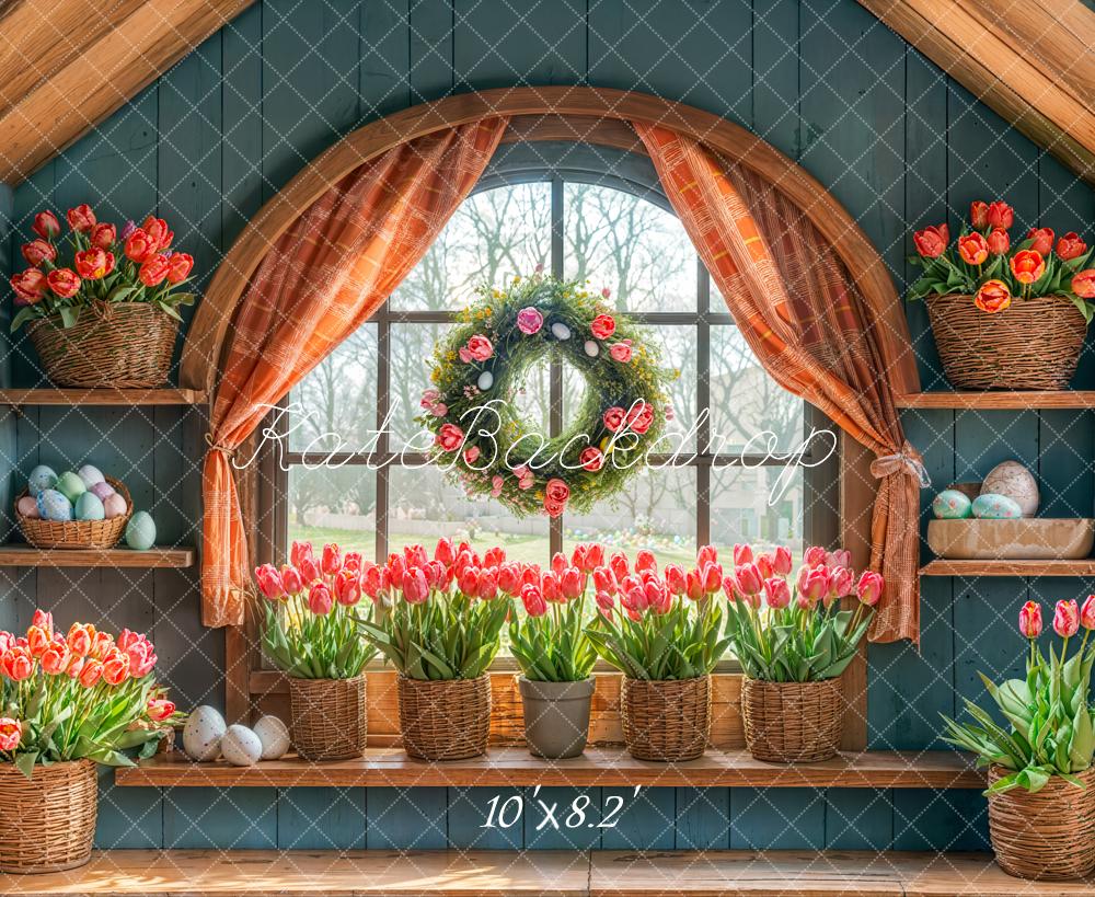 Kate Easter Tulips Arched Window Backdrop Designed by Emetselch