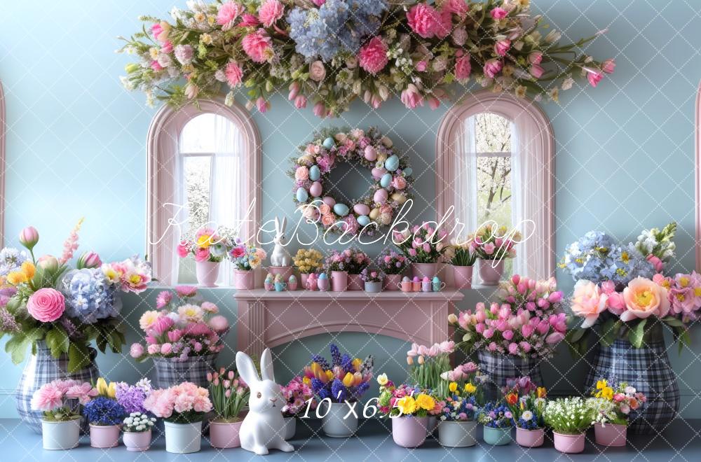 Kate Easter Bunny Flower Arch Window Backdrop Designed by Mini MakeBelieve -UK