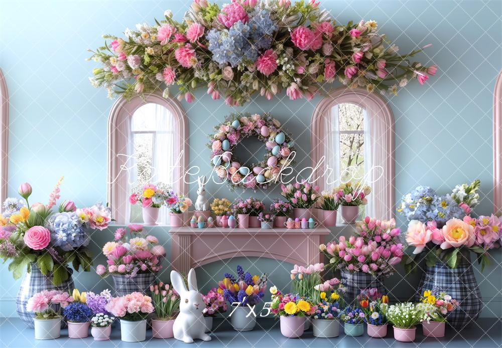 Kate Easter Bunny Flower Arch Window Backdrop Designed by Mini MakeBelieve -UK