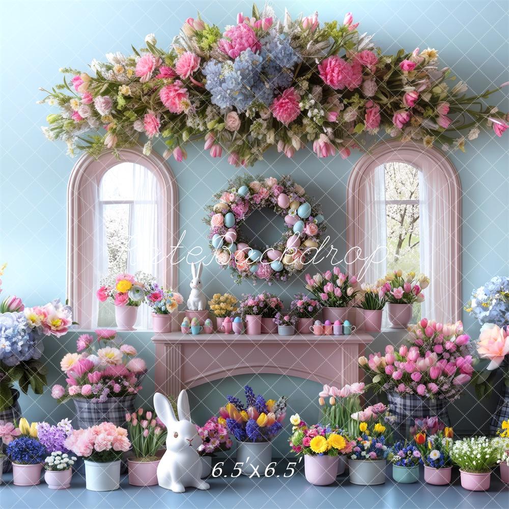 Kate Easter Bunny Flower Arch Window Backdrop Designed by Mini MakeBelieve -UK