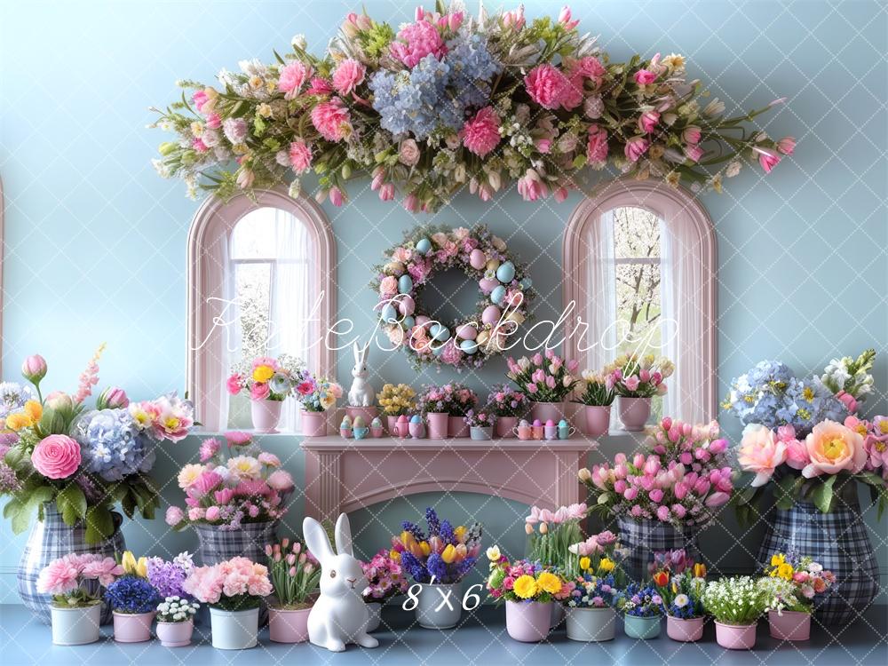 Kate Easter Bunny Flower Arch Window Backdrop Designed by Mini MakeBelieve -UK