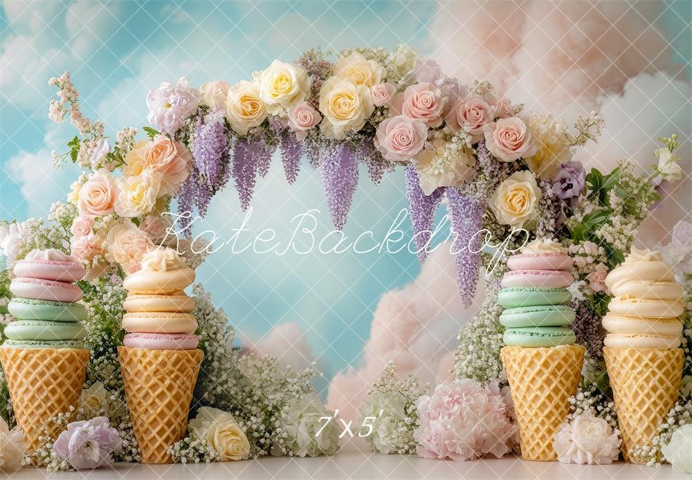 Kate Flower Arch Macarons Ice Cream Backdrop Designed by Mini MakeBelieve -UK