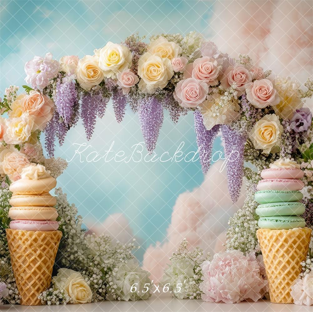 Kate Flower Arch Macarons Ice Cream Backdrop Designed by Mini MakeBelieve -UK