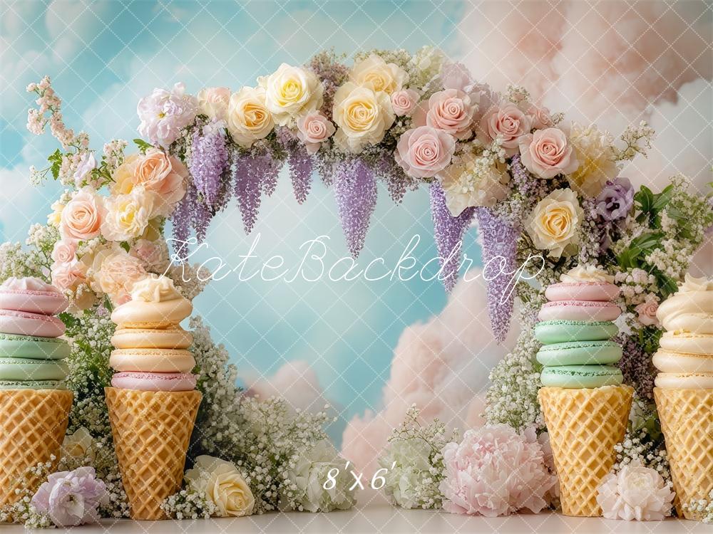 Kate Flower Arch Macarons Ice Cream Backdrop Designed by Mini MakeBelieve -UK