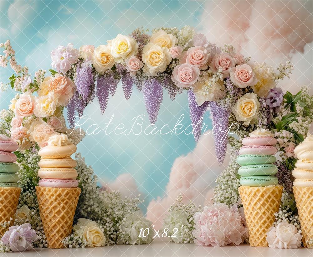 Kate Flower Arch Macarons Ice Cream Backdrop Designed by Mini MakeBelieve -UK