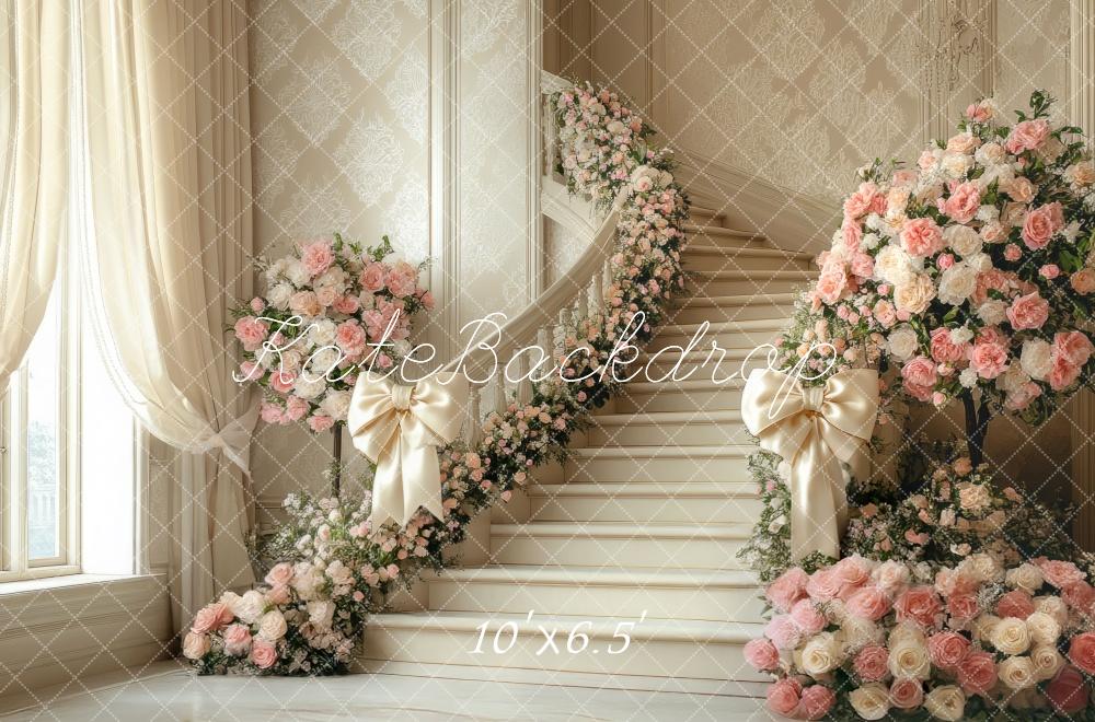 Kate Wedding Cascading Stairs Flowers Backdrop Designed by Mini MakeBelieve -UK