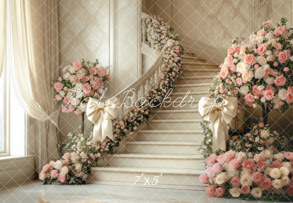 Kate Wedding Cascading Stairs Flowers Backdrop Designed by Mini MakeBelieve -UK