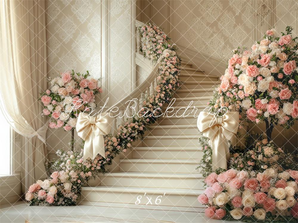 Kate Wedding Cascading Stairs Flowers Backdrop Designed by Mini MakeBelieve -UK