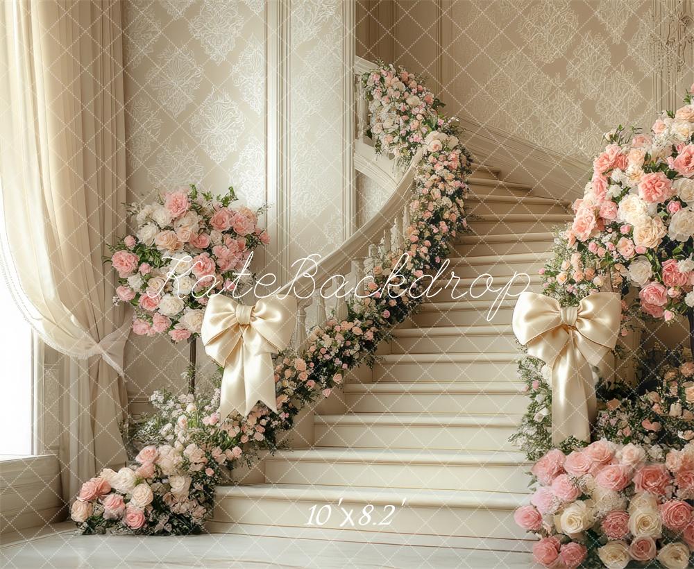 Kate Wedding Cascading Stairs Flowers Backdrop Designed by Mini MakeBelieve -UK