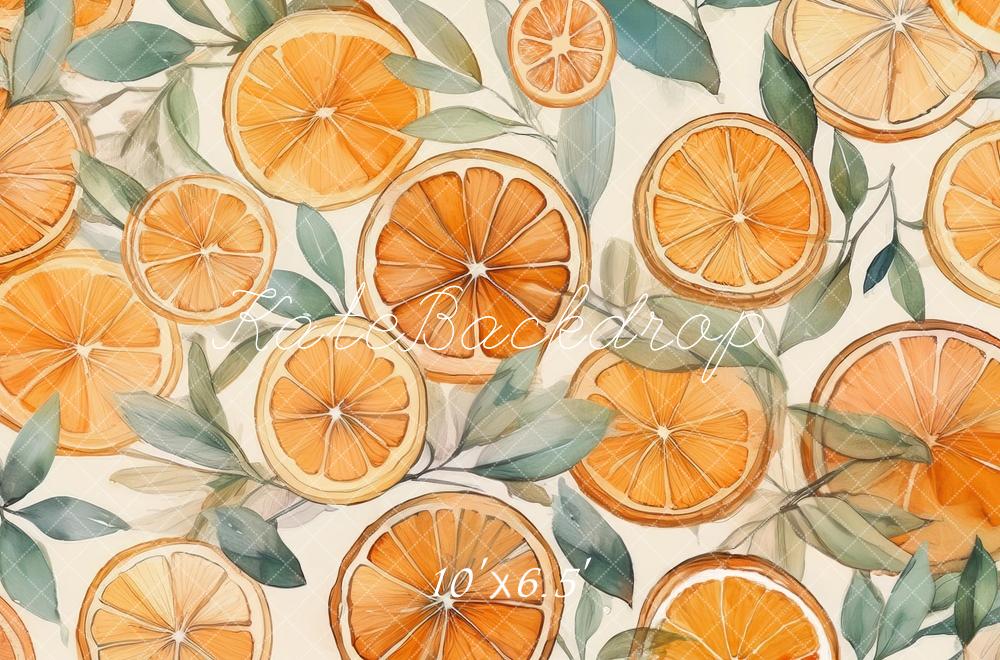 Kate Watercolor Oranges Backdrop Designed by Mandy Ringe Photography -UK