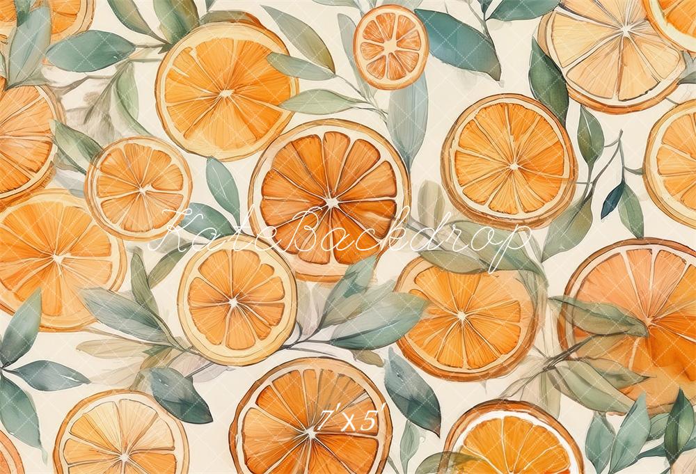 Kate Watercolor Oranges Backdrop Designed by Mandy Ringe Photography -UK