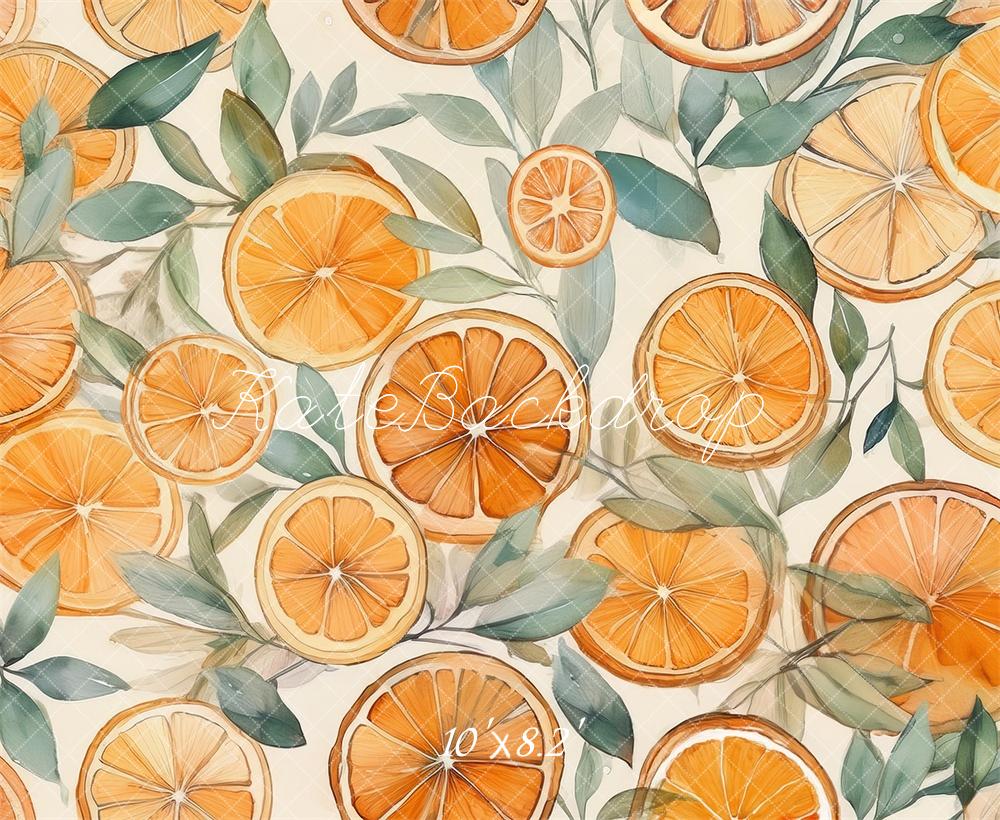 Kate Watercolor Oranges Backdrop Designed by Mandy Ringe Photography -UK