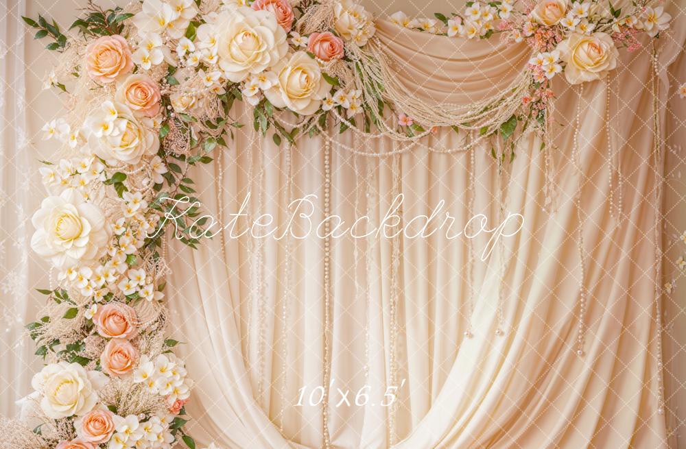 Kate Wedding Floral Arch Cream Curtains Backdrop Designed by Emetselch