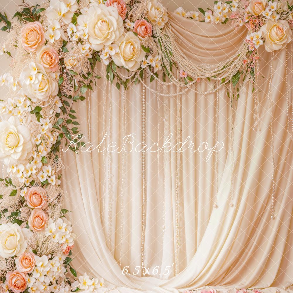 Kate Wedding Floral Arch Cream Curtains Backdrop Designed by Emetselch