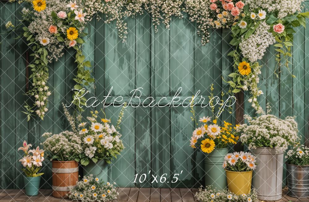 Kate Spring Flower Arch Rustic Green Door Backdrop Designed by Emetselch -UK