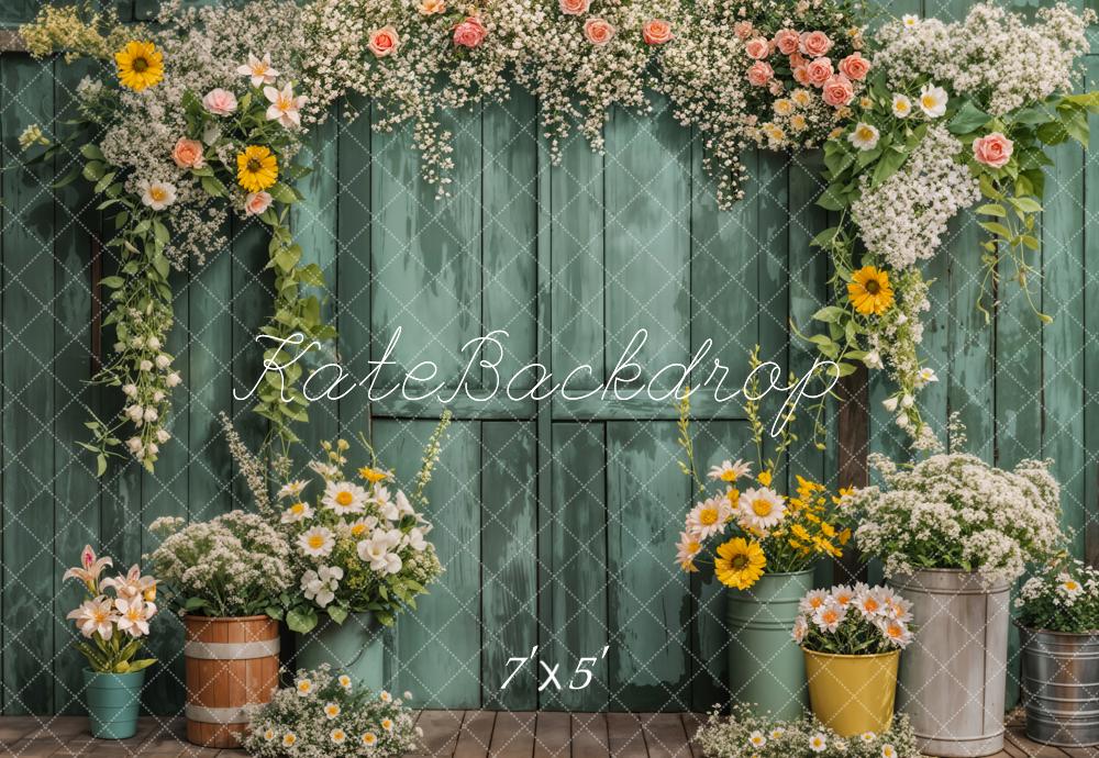 Kate Spring Flower Arch Rustic Green Door Backdrop Designed by Emetselch -UK