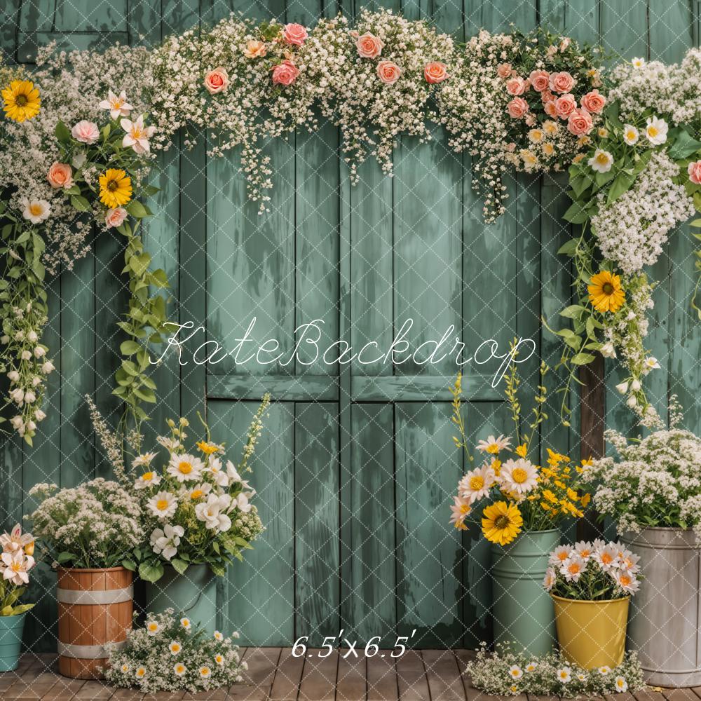 Kate Spring Flower Arch Rustic Green Door Backdrop Designed by Emetselch -UK