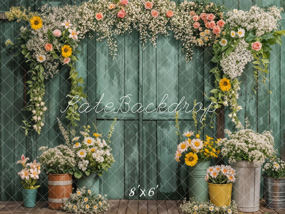 Kate Spring Flower Arch Rustic Green Door Backdrop Designed by Emetselch -UK