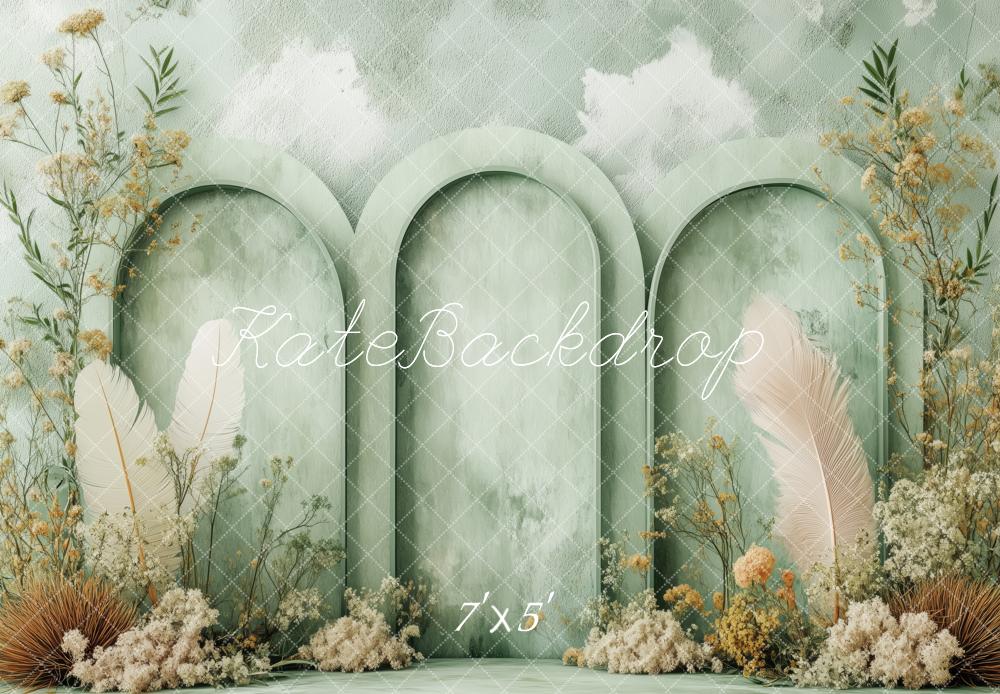 Kate Boho Floral Green Arched Panels Backdrop Designed by Patty Robert