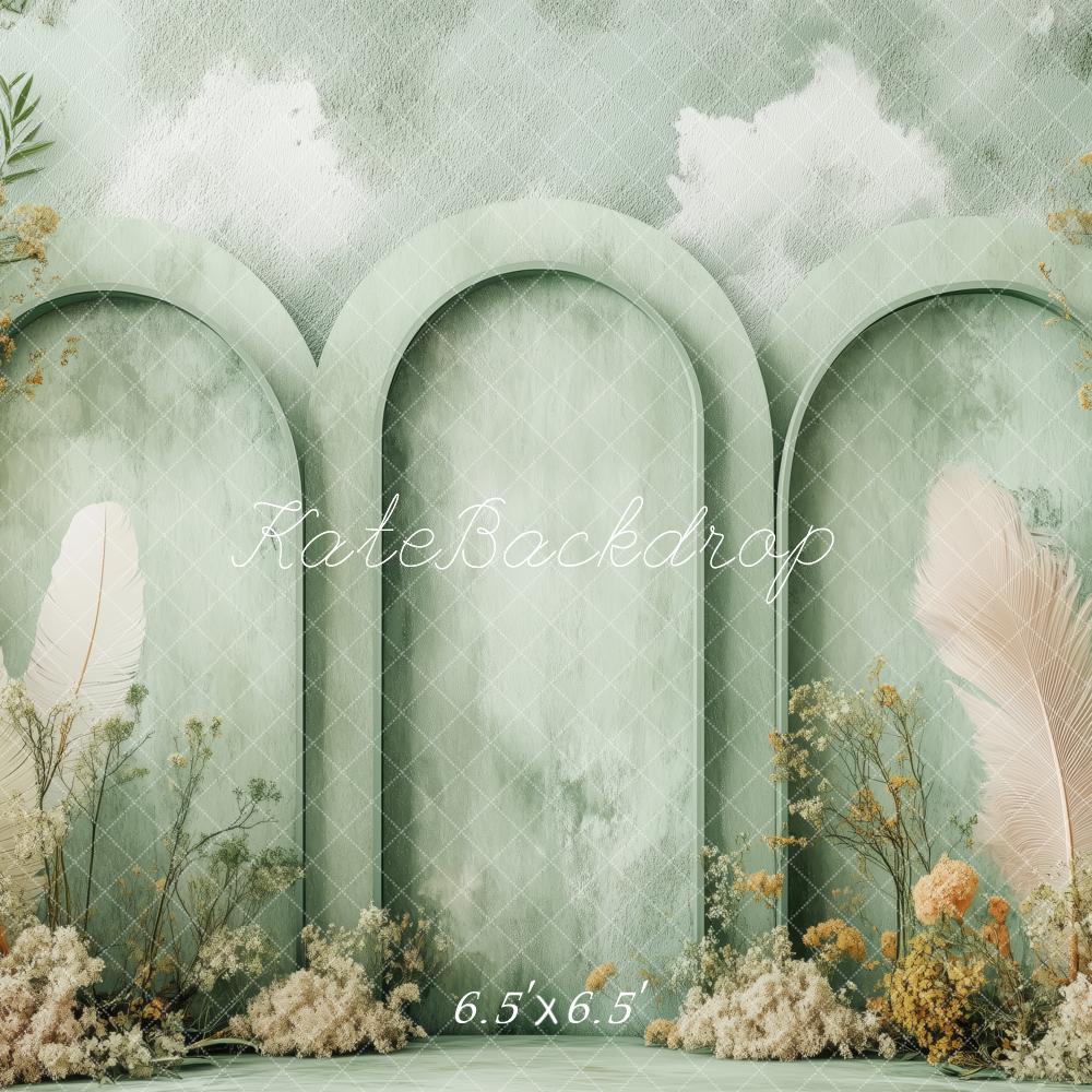 Kate Boho Floral Green Arched Panels Backdrop Designed by Patty Robert