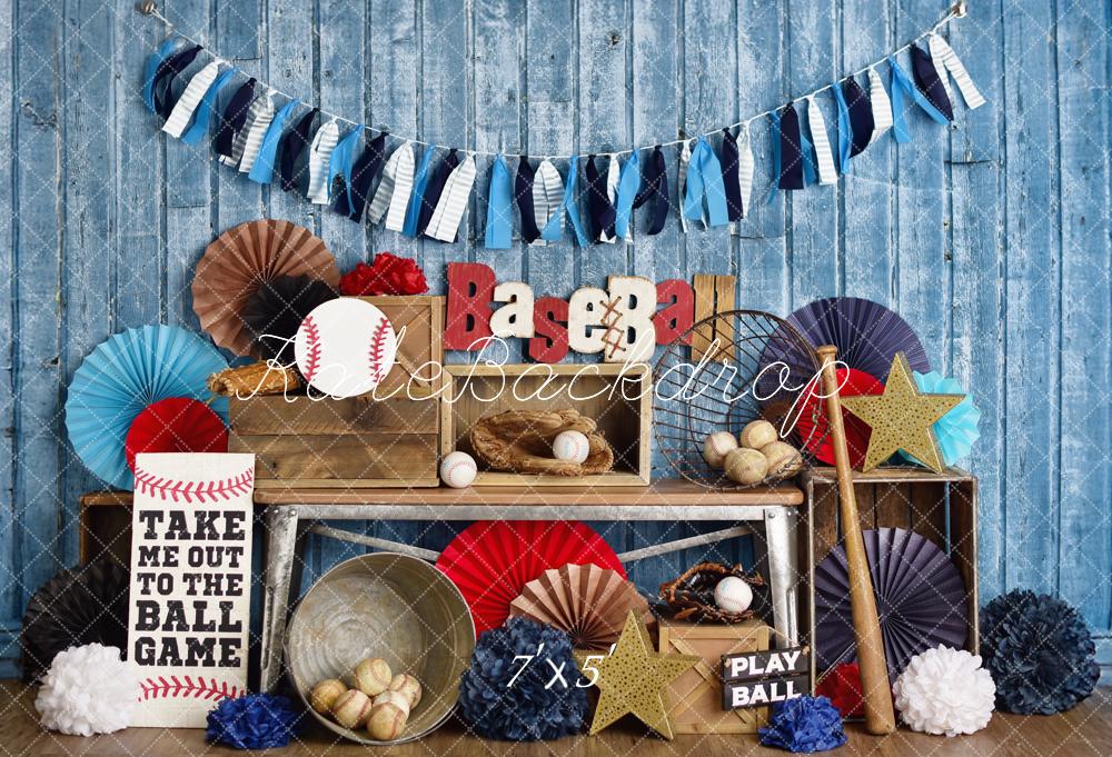 Kate Sports Baseball Rustic Blue Backdrop Designed by Mandy Ringe Photography