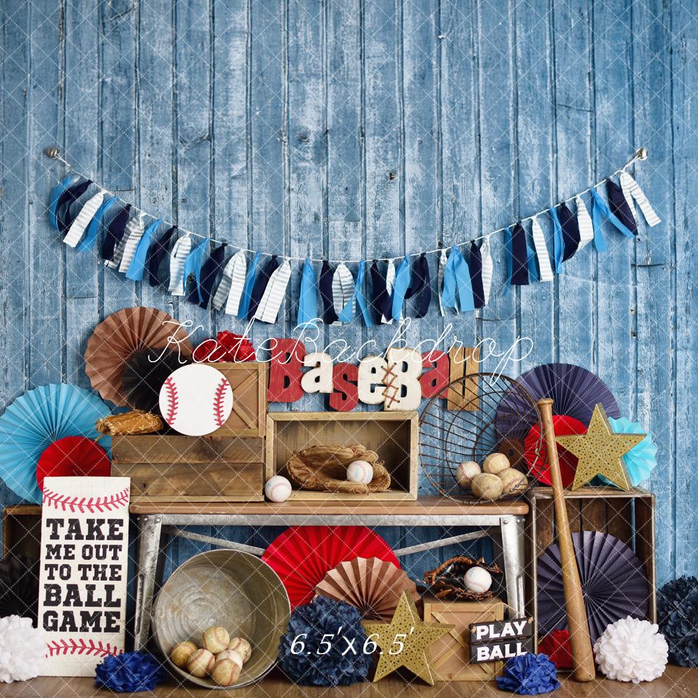 Kate Sports Baseball Rustic Blue Backdrop Designed by Mandy Ringe Photography