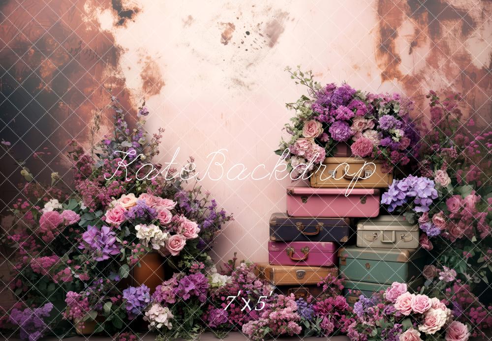 Kate Spring Floral Vintage Suitcases Backdrop Designed by Patty Robert