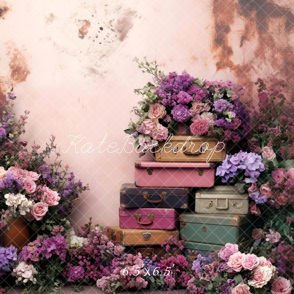 Kate Spring Floral Vintage Suitcases Backdrop Designed by Patty Robert