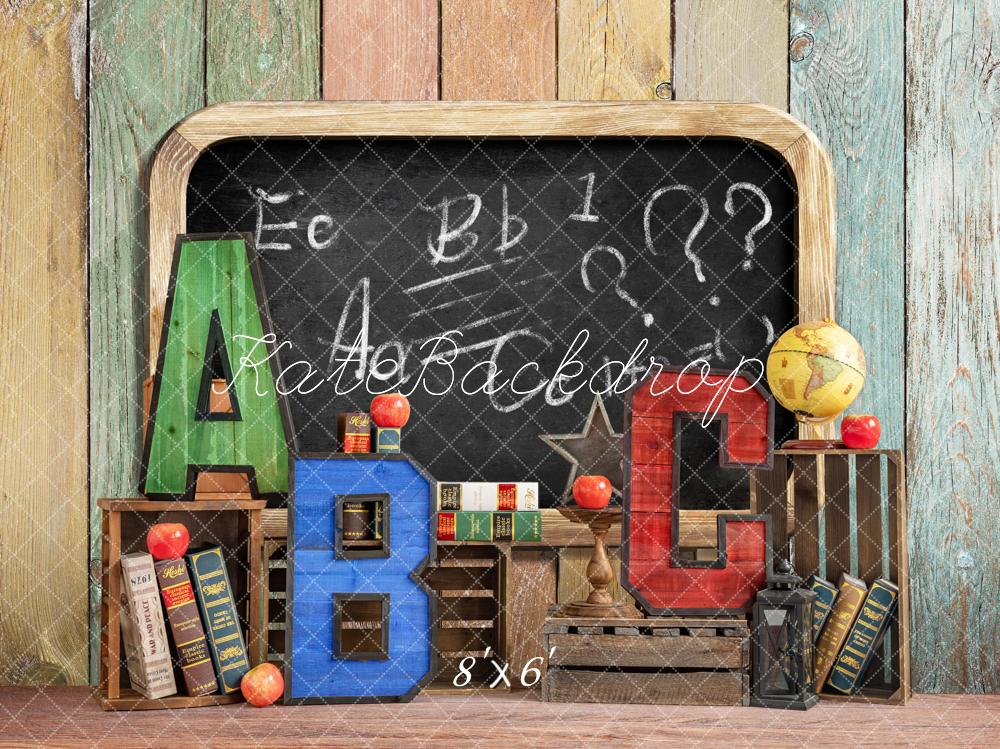 Kate Back to School Summer Blackboard Colorful ABC Fleece Backdrop -UK