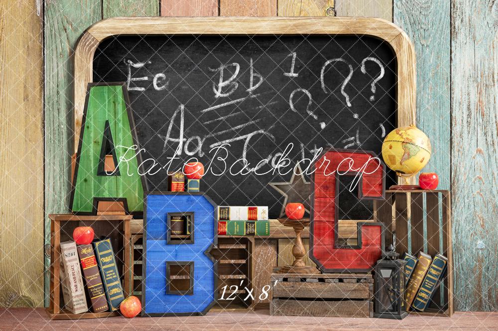 Kate Back to School Summer Blackboard Colorful ABC Fleece Backdrop -UK