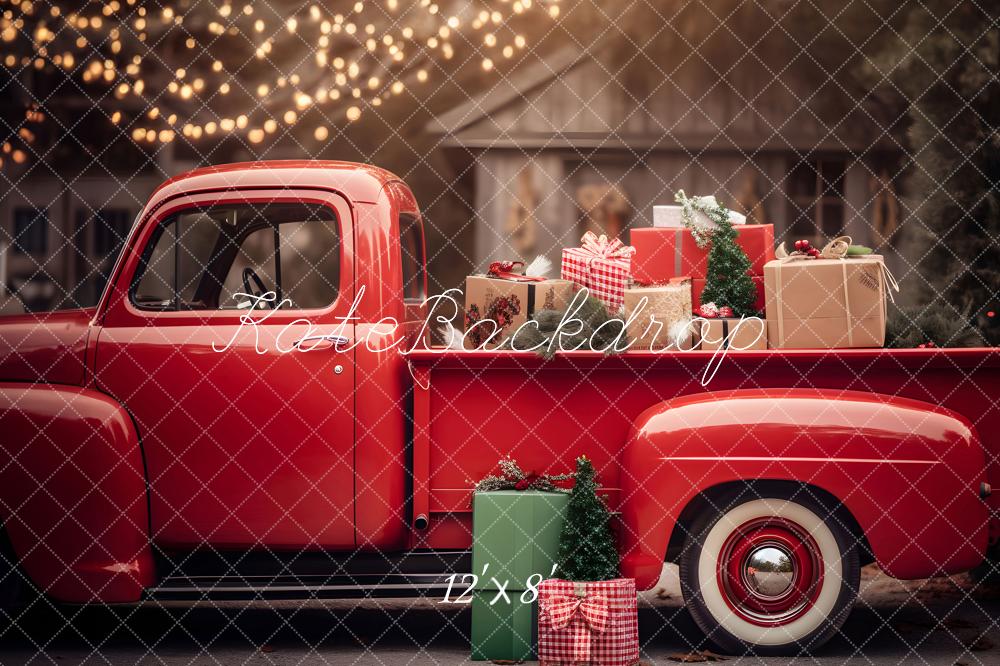 Kate Christmas Gift in Red Truck Fleece Backdrop for Photography -UK