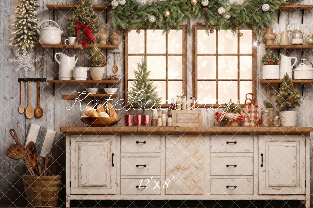 Kate White Christmas Kitchen Fleece Backdrop Designed by Emetselch -UK