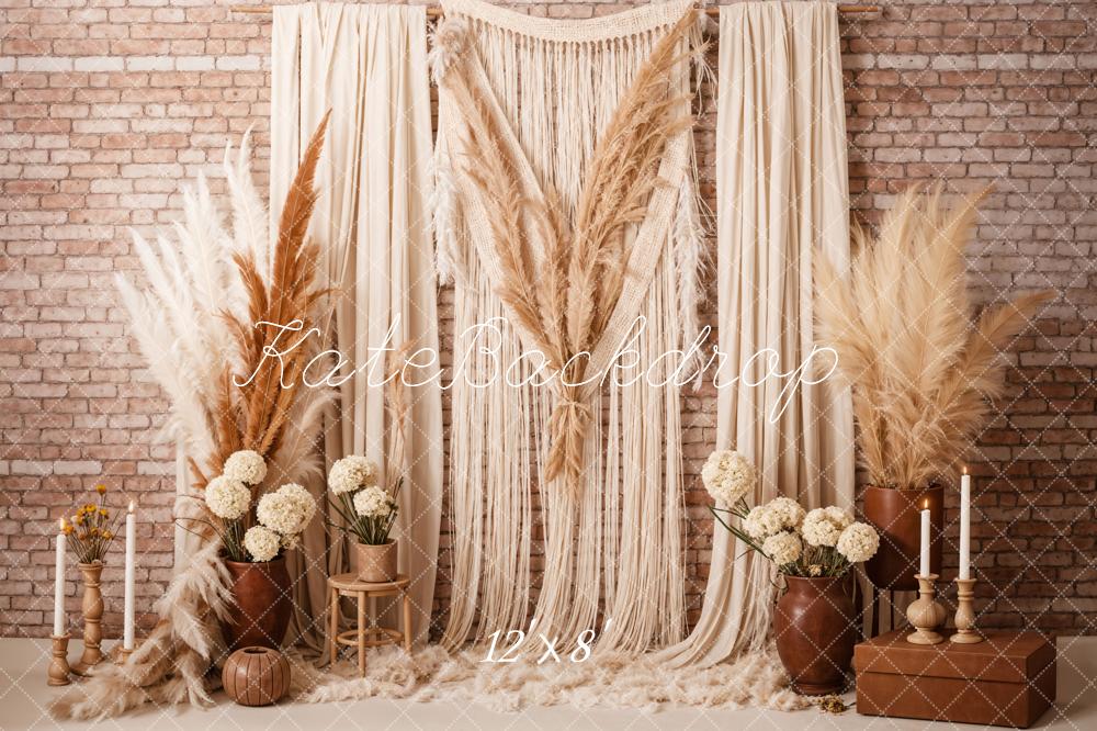 Kate Boho Candle Reed Curtains Fleece Backdrop Designed by Chain Photography -UK