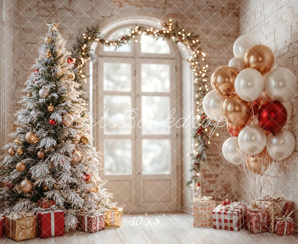 Kate Christmas Tree Balloons Arch Window Backdrop Designed by Emetselch -UK