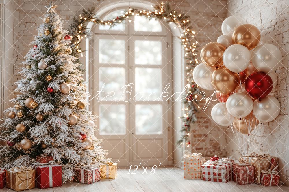 Kate Christmas Tree Balloons Arch Window Backdrop Designed by Emetselch -UK