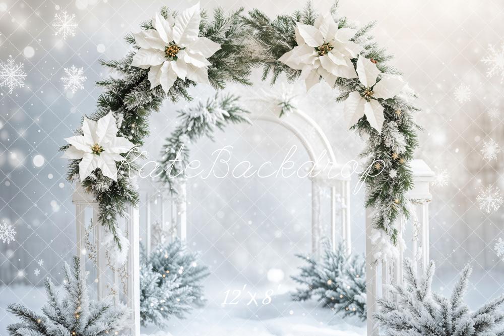 Kate Winter White Floral Arch Backdrop Designed by Emetselch -UK