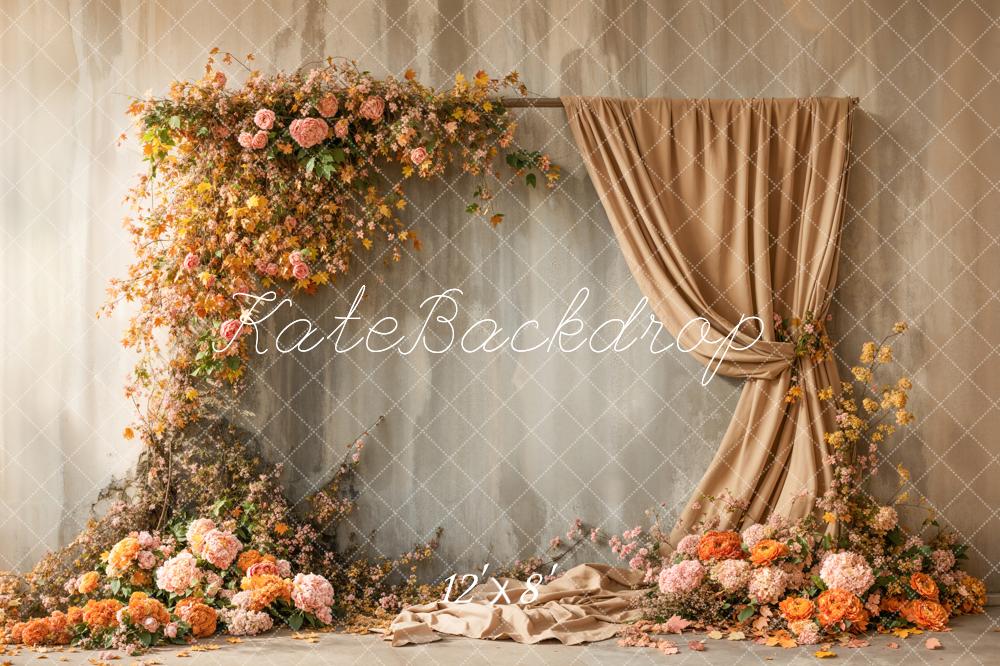 Kate Autumn Flower Arch Apricot Curtains Backdrop Designed by Emetselch -UK