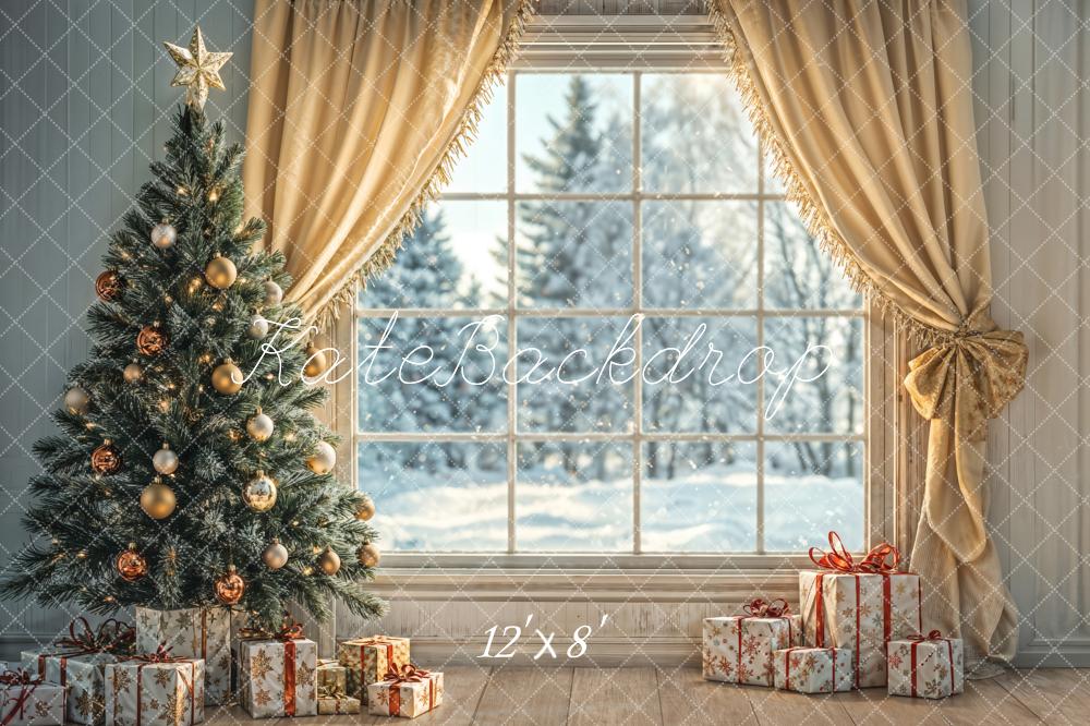 Kate Christmas Tree Window Curtains Gifts Backdrop Designed by Emetselch -UK