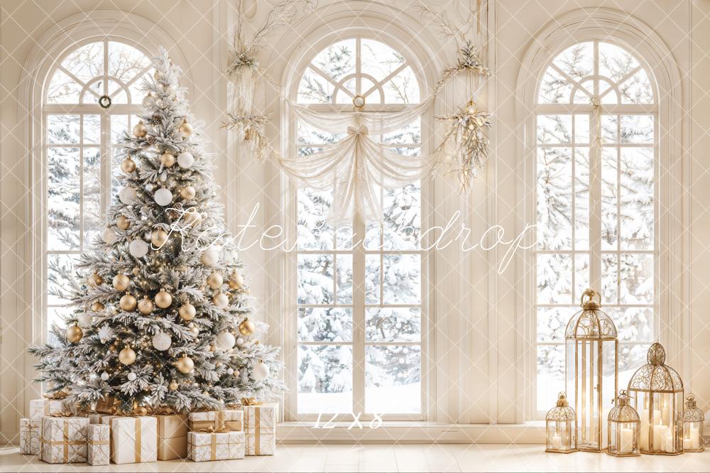 Kate White Christmas Tree Vintage Arch Window Backdrop Designed by Emetselch -UK