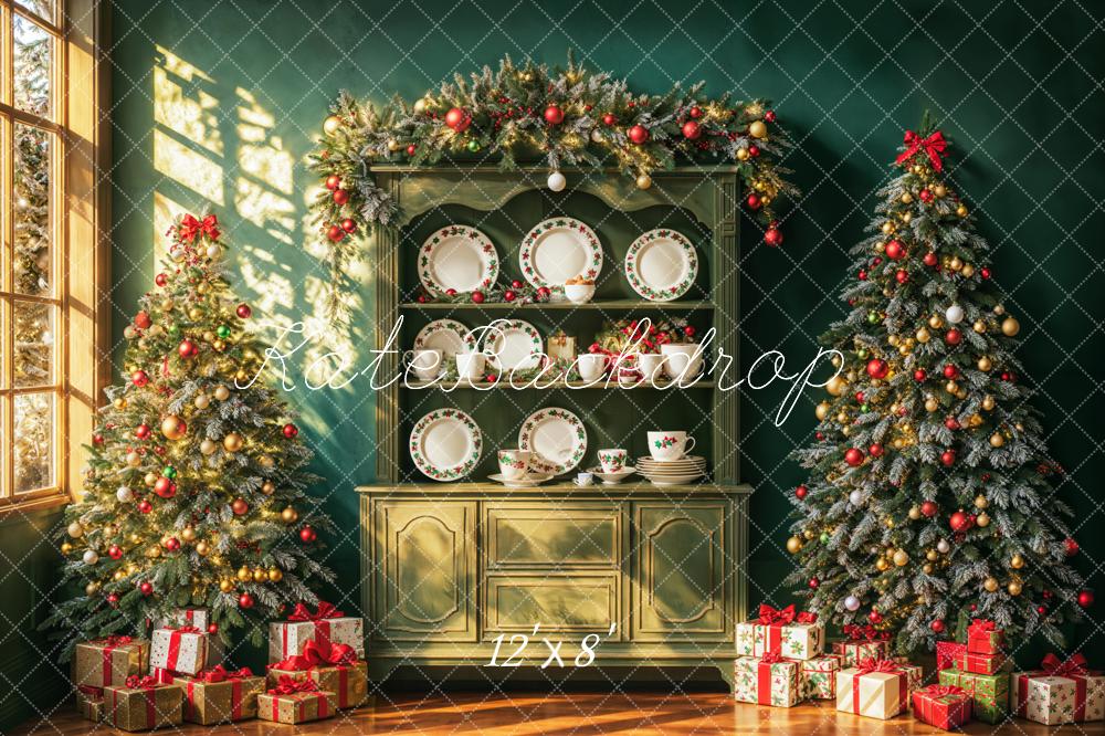 Lightning Deals Kate Christmas Retro Green Cabinet Wall Backdrop Designed by Emetselch -UK