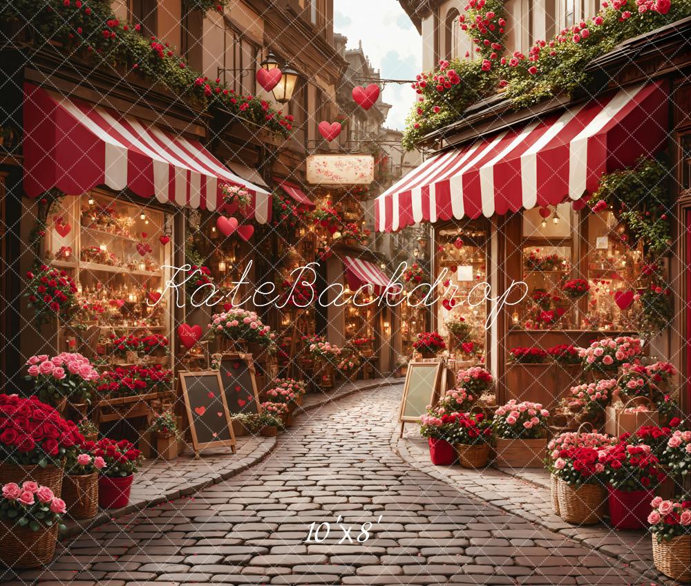 Lightning Deals Kate Valentine's Day Flower Shop Street Backdrop Designed by Emetselch -UK